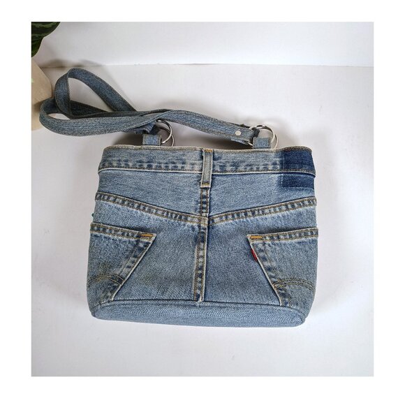 VTG Hand & Heart Walnut CA Hand MadeTURQUOISE Stones DENIM SHOULDER Bag BEADED - Picture 5 of 11